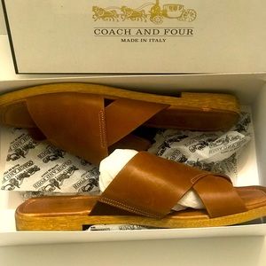 Coach cognac slide sandals size 8 1/2